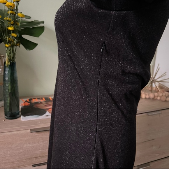 Modest Black Glitter & Vintage Floral Antique Gold Button Fit & Flare Dress Sz S - Picture 7 of 16